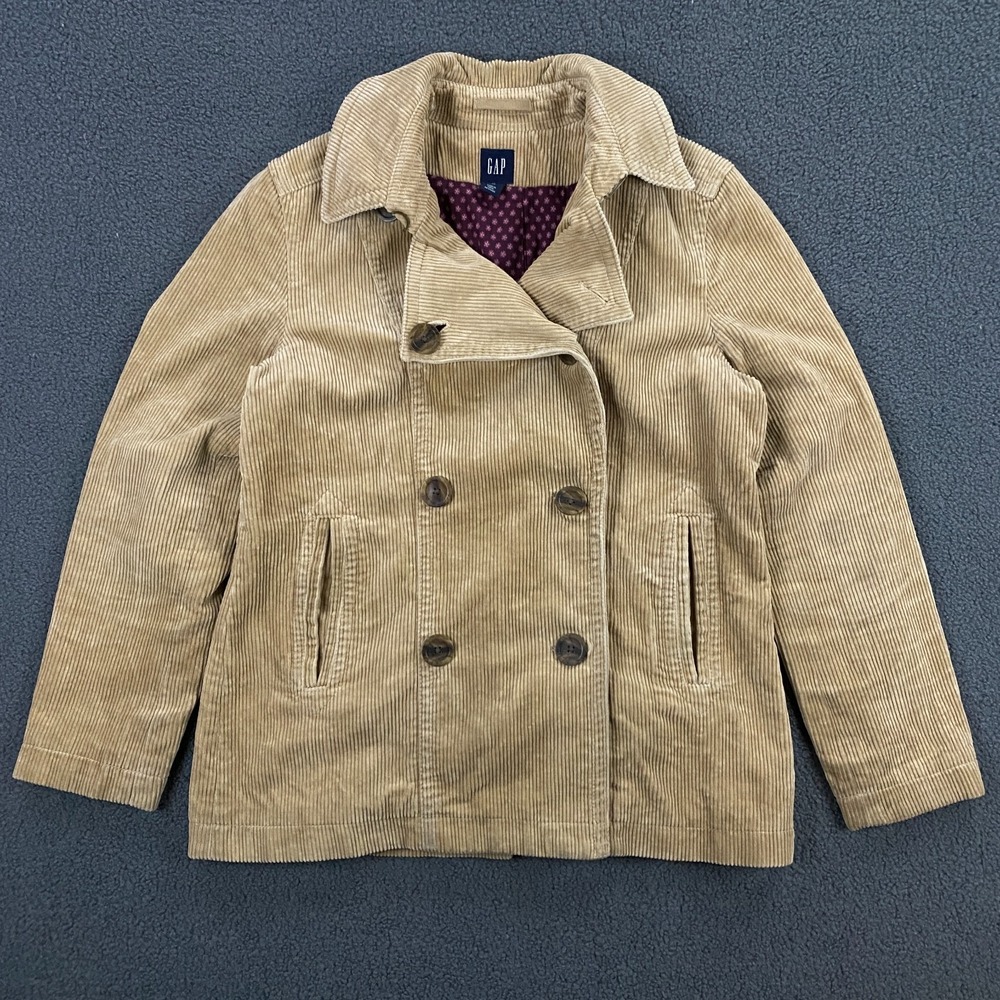 Vintage Y2K Gap Coat Womens‎ Medium Corduroy Double Breasted Pea Jacket Boho